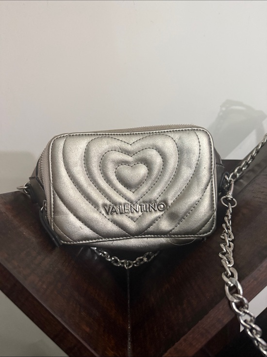 Valentino Handbags - Valentino Metallic Quilted Heart Crossbody in Silver